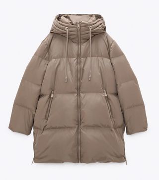 Zara + Oversize Down Jacket With Water and Wind Protection