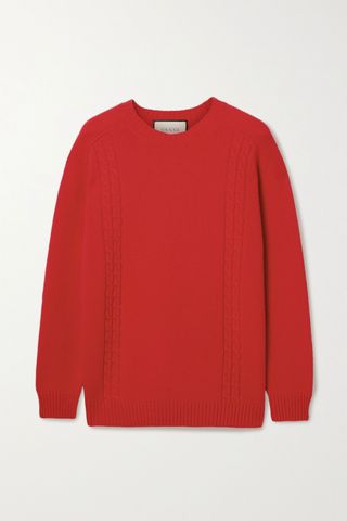 Gucci + Oversized Appliquéd Cable-Knit Sweater