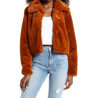 BlankNYC + Faux Fur Crop Jacket