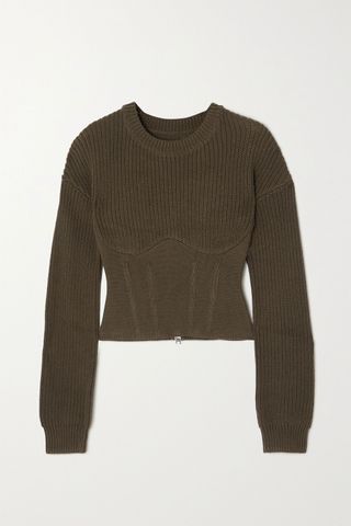 RTA + Fitz Paneled Ribbed Cotton Sweater