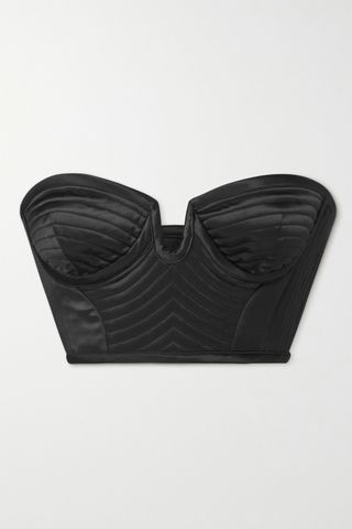Dodo Bar Or + Viva Cropped Quilted Satin Bustier Top