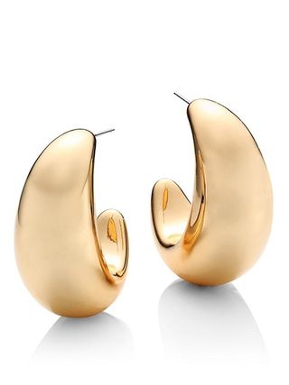 Kenneth Jay Lane + Polished 14k Goldplated Chubby Tapered Hoop Earrings