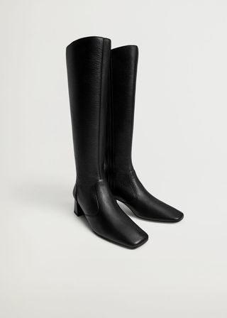 Mango + Leather Boots With Tall Leg - Women | Mango United Kingdom