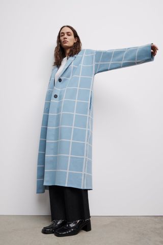 Zara + Check Knit Coat