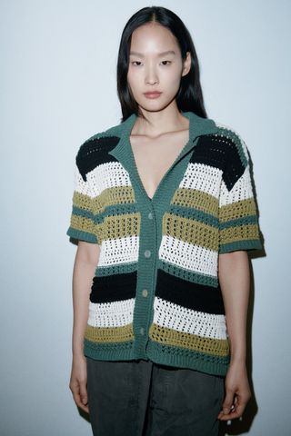 Zara + Oversized Knit Polo Sweater