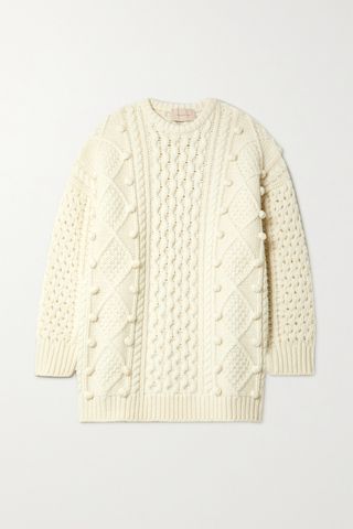 Christopher Kane + Oversized Cable-Knit Wool-Blend Sweater