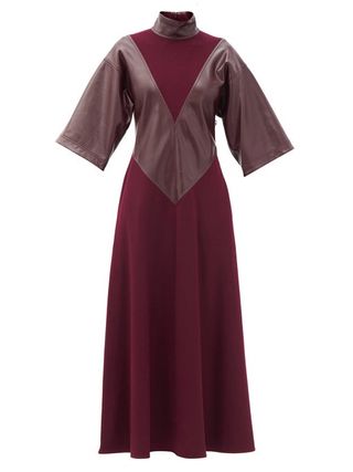 Roksanda + Erdea Faux-Leather Panelled Wool-Jersey Maxi Dress