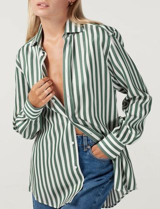 With Nothing Underneath + The Boyfriend: Tencel Forest Green Stripe
