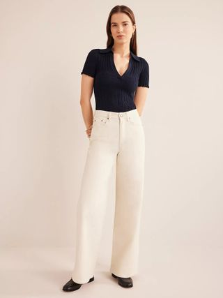 Boden + High Rise Wide Leg Jeans