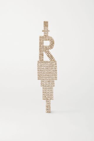 Retrofête + Alphabet Rhodium-Plated Crystal Earring