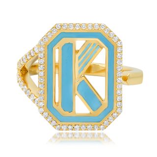 The Alkemistry + Colette 18ct Yellow Gold and Diamond K Initial Ring