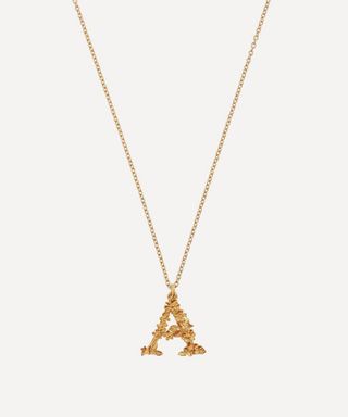 Alex Monroe + Gold-Plated Floral Letter a Alphabet Necklace