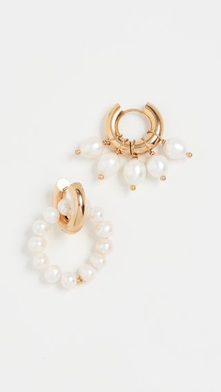 Timeless Pearly + Gold Pearl Hoops