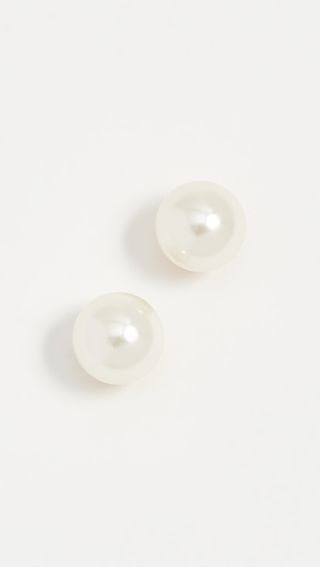 Kenneth Jay Lane + Small Glass Pearl Post Earrings