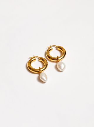 Wolf Circus Jewelry + Large Pearl Hoops in Gold