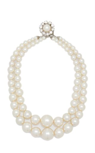 Alessandra Rich + Pearl-Embellished Silver-Tone Necklace