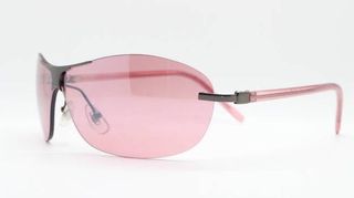 Vintage + Y2K Visor Sunglasses Oversized Frameless Pink