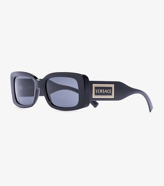 Versace + Black 90s Vintage Logo Sunglasses