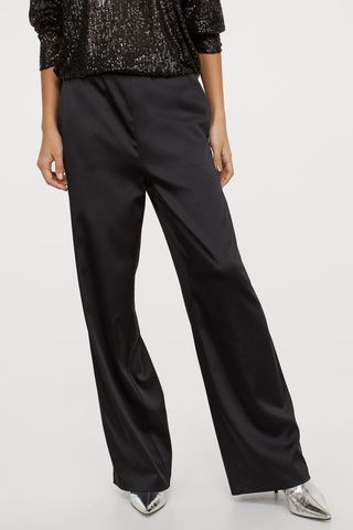 H&M + Wide-Cut Satin Pants