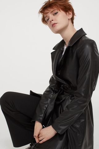 H&M + Faux Leather Trenchcoat