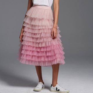 Geisha Designs + Bita Tiered Tulle Midi Skirt