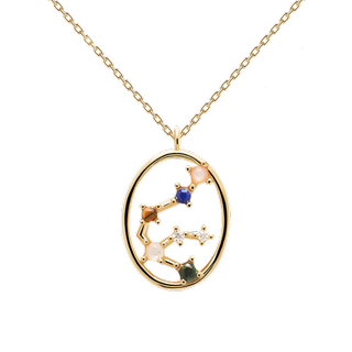 925 Sterling Silver/18k Gold Plating + Aquarius Necklace