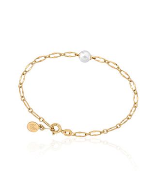 Majorica + Pearly Station Chain Bracelet, White-Gold