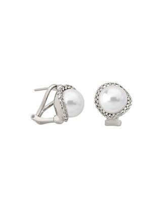 Majorica + 10mm Pearl & Cubic Zirconia Stud Earrings