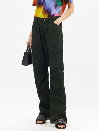 The Attico + Spray-Painted Cotton-Canvas Cargo Trousers