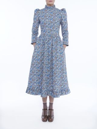 O Pioneers + Clara Dress in Willow Blue and Rust Floral