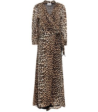 Ganni + The Ellie Leopard-Print Crepe Midi Wrap Dress