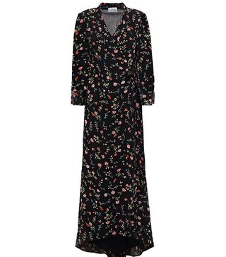 Ganni + The George Floral-Print Crepe Midi Wrap Dress