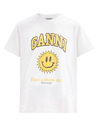 Ganni + Smiling Face-Print Cotton-Jersey T-Shirt