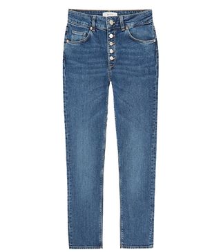 Reiss + Bailey Mid Blue Mid Rise Slim Cropped Jeans