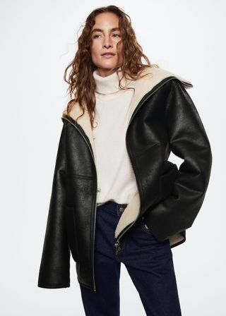 Mango + Faux Shearling Lining Coat