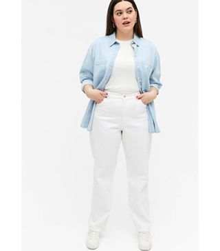 Monki + Taiki Straight Leg White Jeans