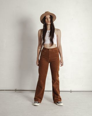 P&Co + Cord Wide Leg Trousers - Rust