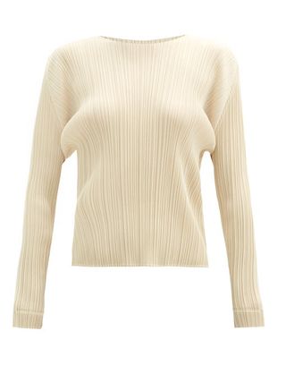 Pleats Please Issey Miyake + Round-Neck Technical-Pleated Top