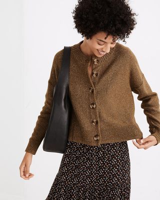 Madewell + Broadway Cardigan Sweater in Marled Olive
