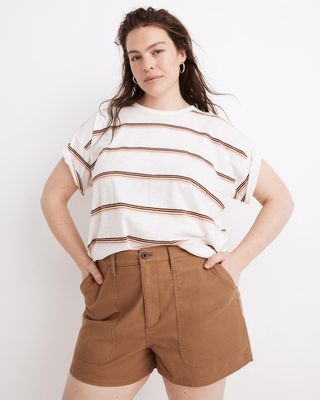 Madewell + The Perfect Vintage Military Shorts in Dried Barley