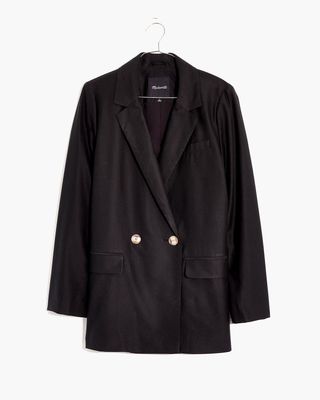 Madewell + Caldwell Double-Breasted Blazer: Two Button Edition in True Black