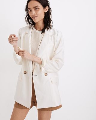 Madewell + Caldwell Double-Breasted Blazer: Two Button Edition in Antique Cream