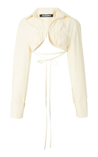Jacquemus + Baci Tie-Detailed Cotton-Blend Cropped Shirt
