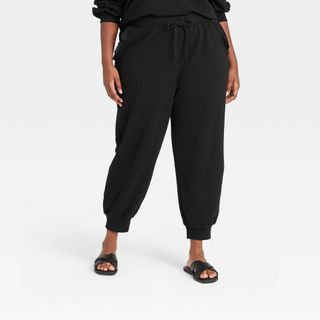 Who What Wear x Target + Ruffle Detail Jogger Sweatpants in Black