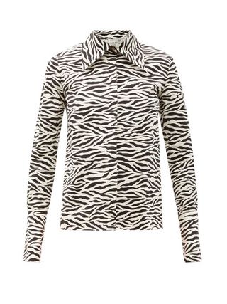 A.W.A.K.E. Mode + Point-Collar Zebra-Print Cotton Shirt