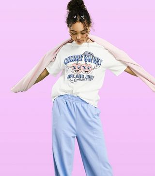 ASOS Design + Relaxed T-Shirt With Cherry Sweet Print in Ecru