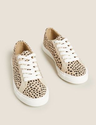 M&S Collection + Lace Up Leopard Print Trainers