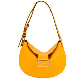 Fendi + Croissant Small Orange Leather Shoulder Bag