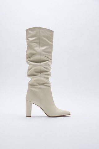 Zara + High Shaft Heeled Leather Boots