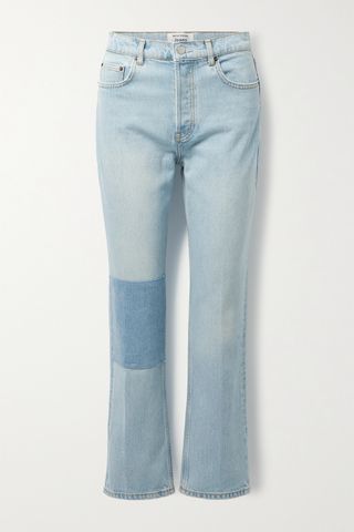 Reformation + Cynthia Patchwork High-Rise Straight-Leg Jeans